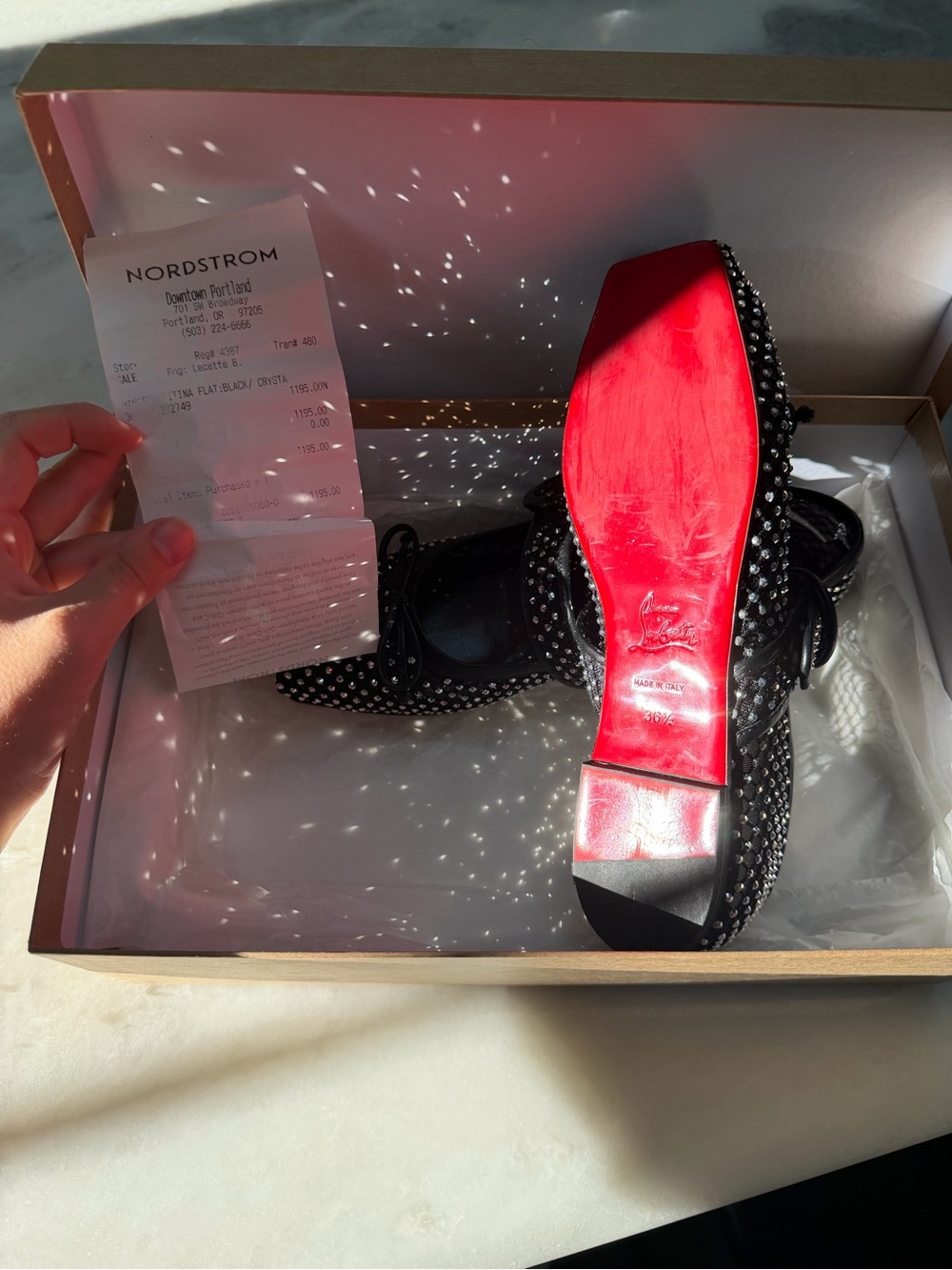 Christian Louboutin Mamastrapitina Crystal Strass Mesh Ballet Flats - size 36.5